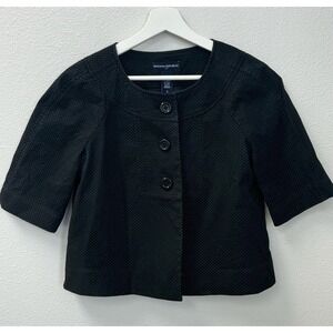 Banana Republic Womens Polka Dot Cotton Blend Cropped Button Front Jacket Black